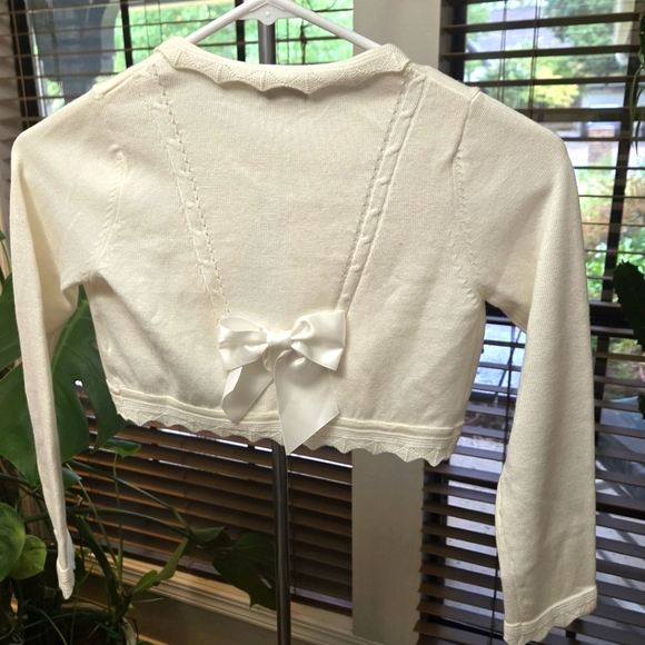 🖤5/$25🐝 Girl's Boutique White Cardigan Sweater Size 8Y Formal Fancy - Picture 4 of 5